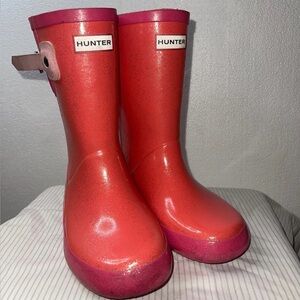 Hunter Vibrant Pink Glitter Waterproof Boots-PreLoved